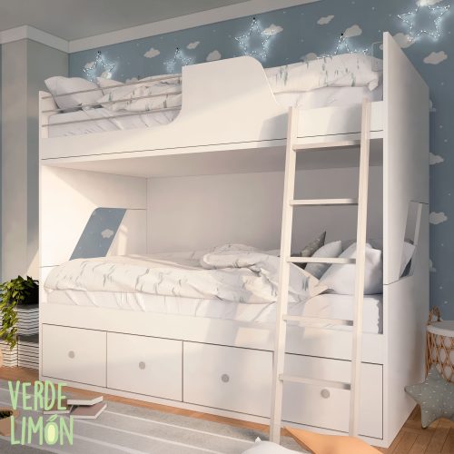 cama litera con escalera extraible