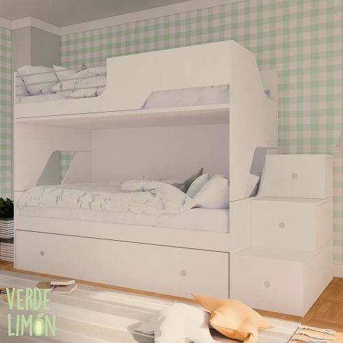 cama litera y mueble escalera