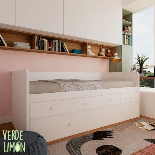 cama nido con cama y 4 contenedores