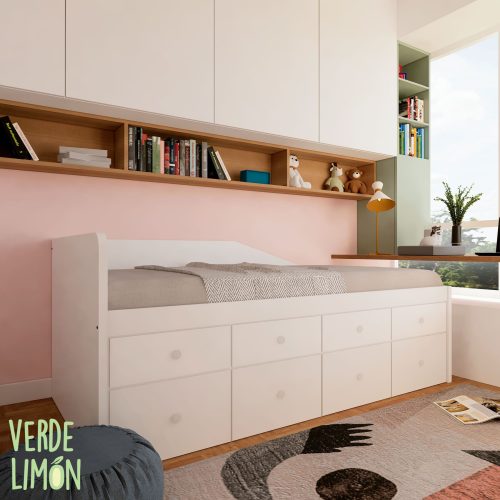 cama nido 4 cajones y 4 contenedores