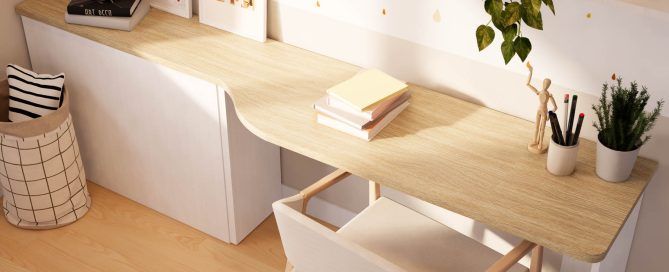 mesa de estudio con forma