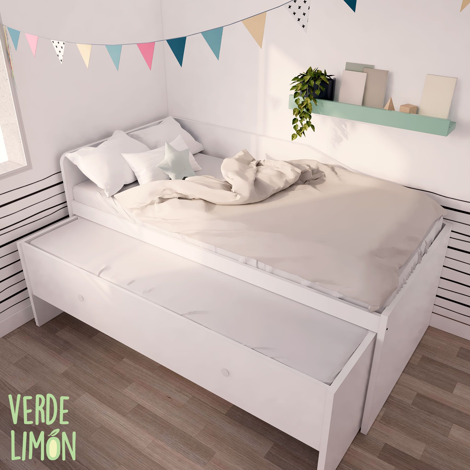 cama compacta juvenil con contenedores