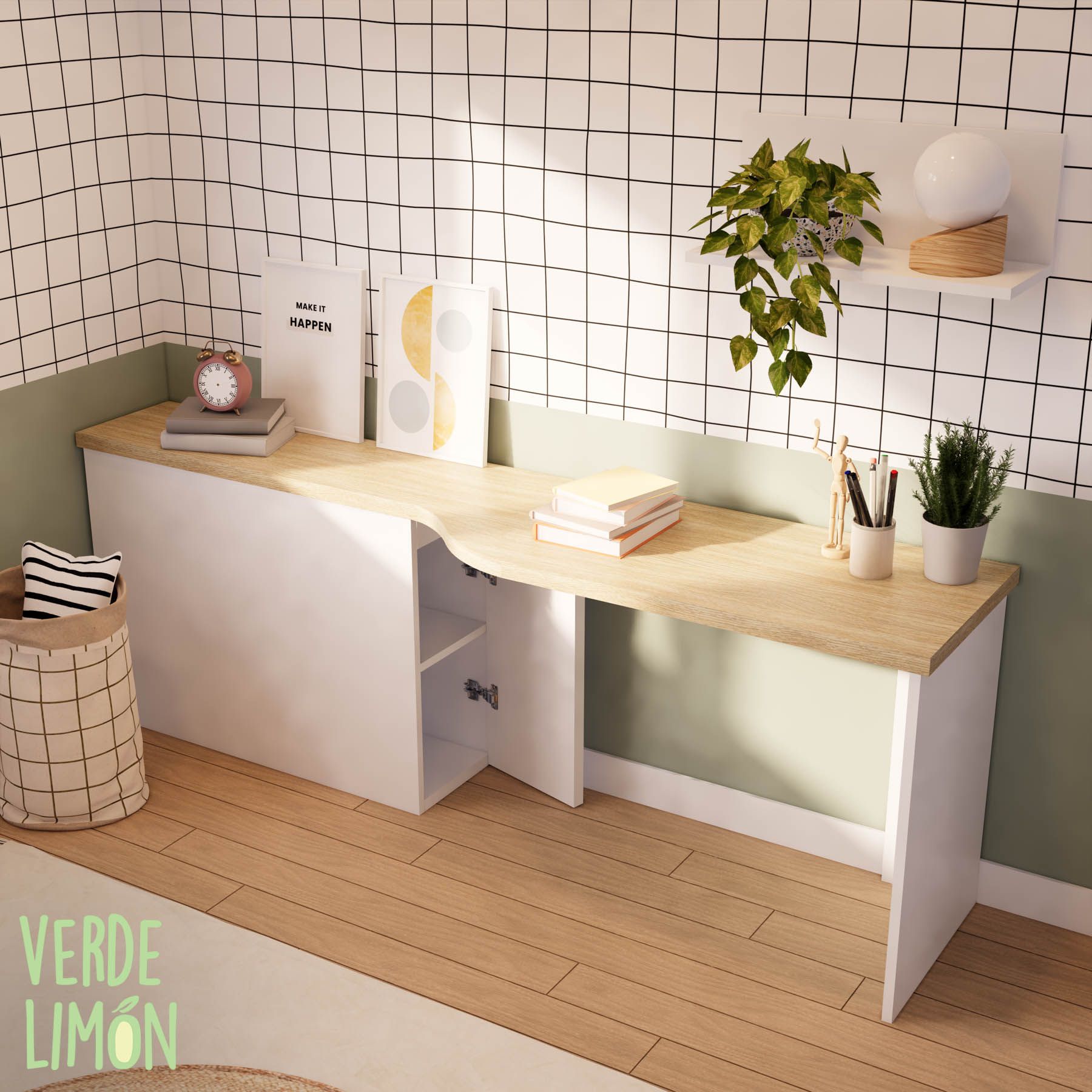 Mesa de estudio con forma juvenil
