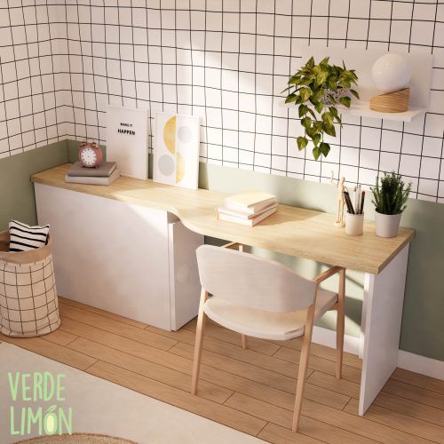 Mesa de estudio con forma y módulo puerta Felipe