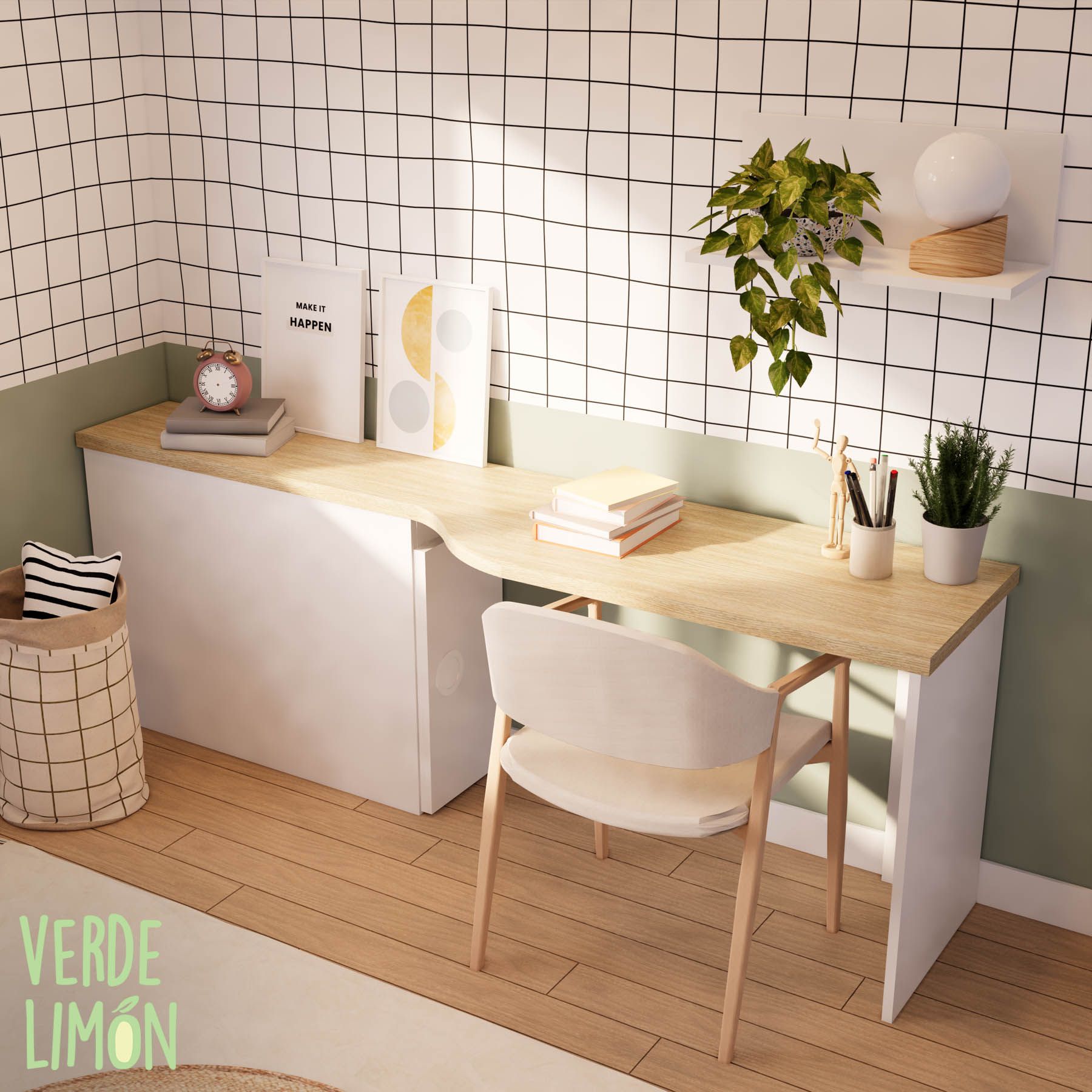 Mesa de estudio con forma y módulo puerta Felipe