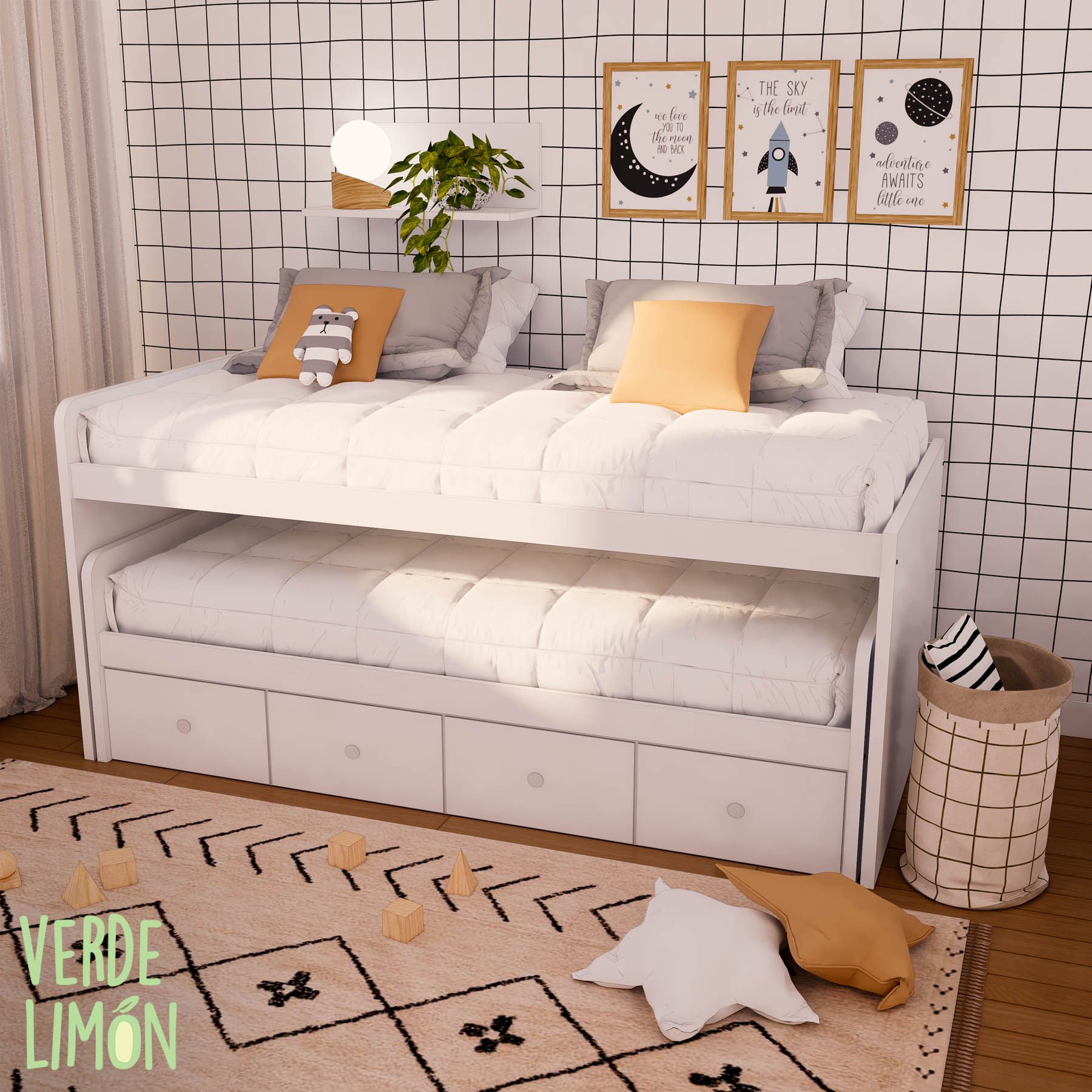 cama compacta blanca