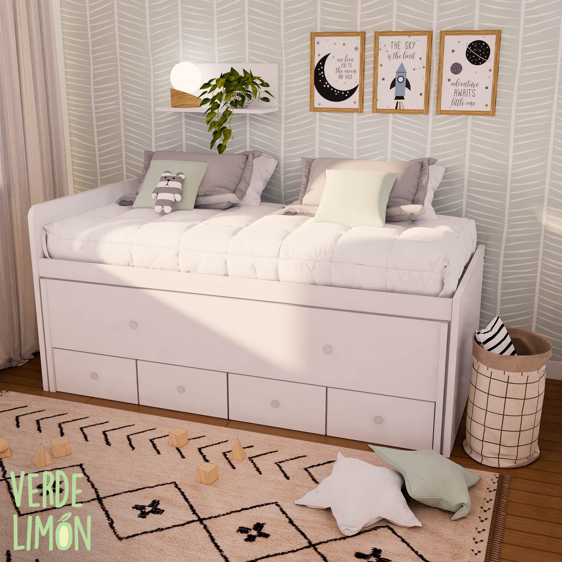 Cama Compacta 4 contenedores Cecille FT