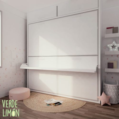 litera abatible con altillo y mesa de estudio Leo