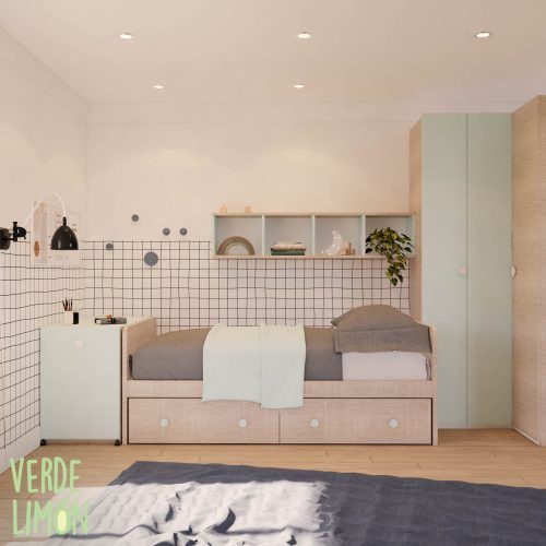 Cama Nido con Armario Esquinero y Arcon Exraible