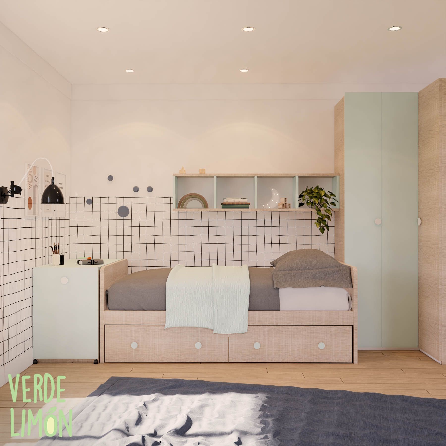 Cama Nido con Armario Esquinero y Arcon Exraible